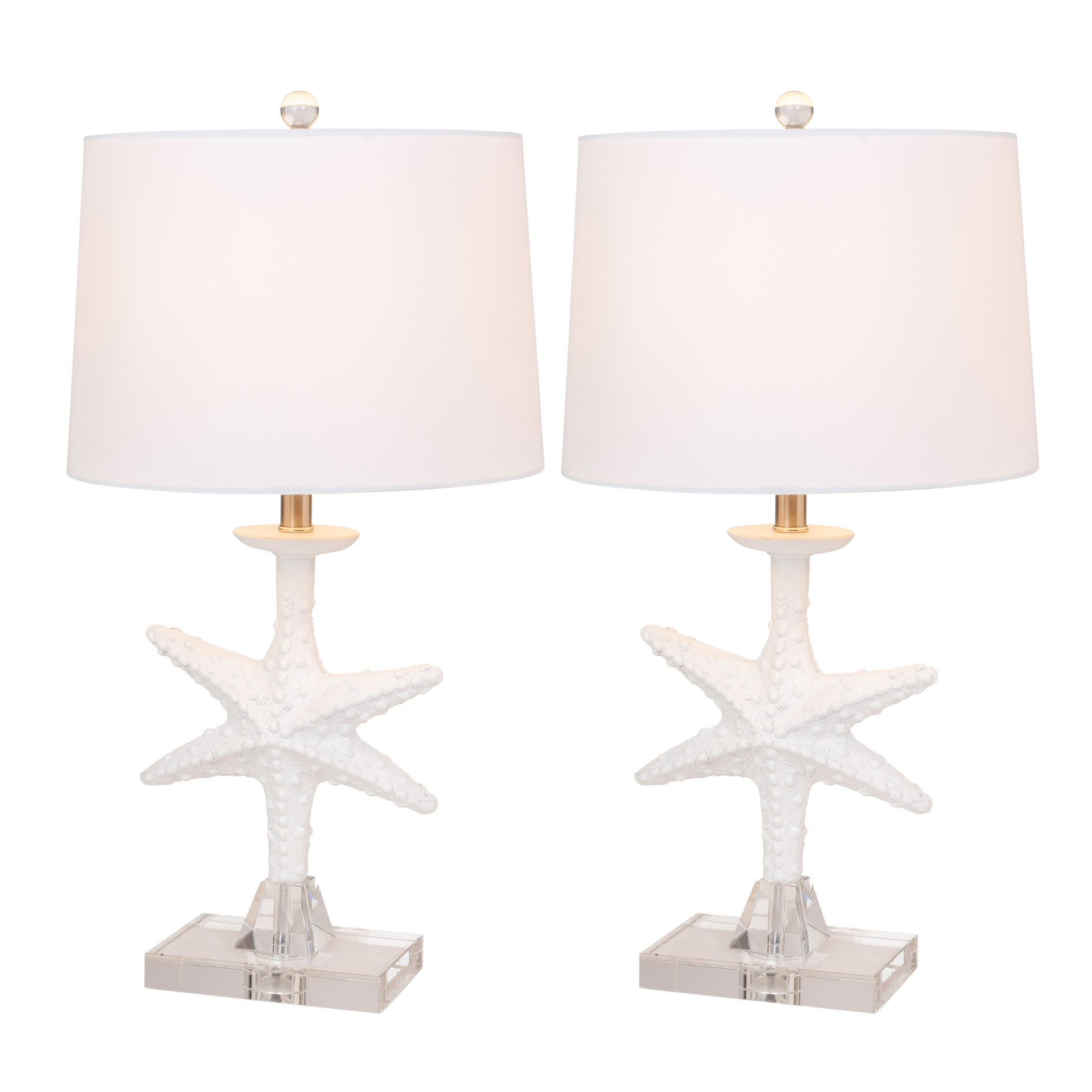 White Coastal Starfish Crystal Base Lamps, 3-Way Switch (2-Pack) for wholesale on Faire4