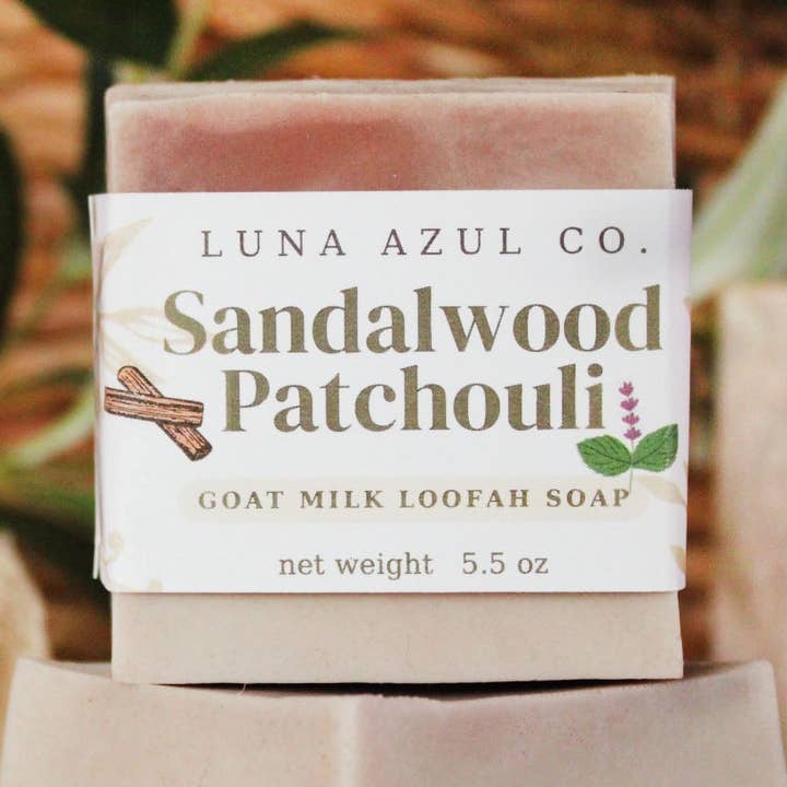 Sabonete de Lufa com Sândalo e Patchouli com Leite de Cabra - 155g por atacado de Luna Azul Co