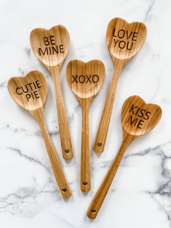 Conversational Heart Wooden Spoons - Valentines Edition for wholesale by Wood & Ash