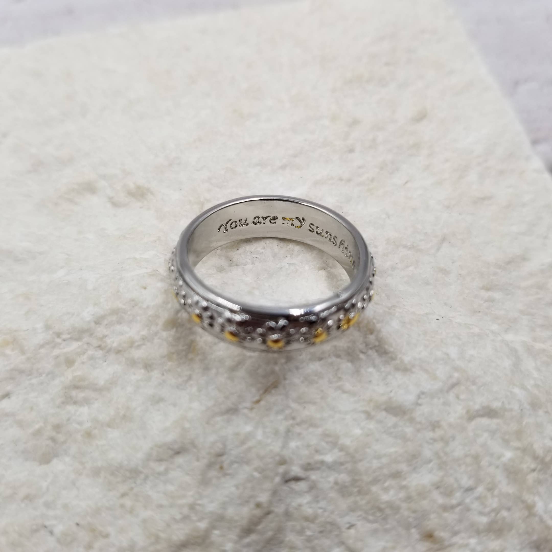 Treasure Wholesale - Wholesale Band/Stacked Ring - Silver Daisy Ring - You Are My Sunshine1