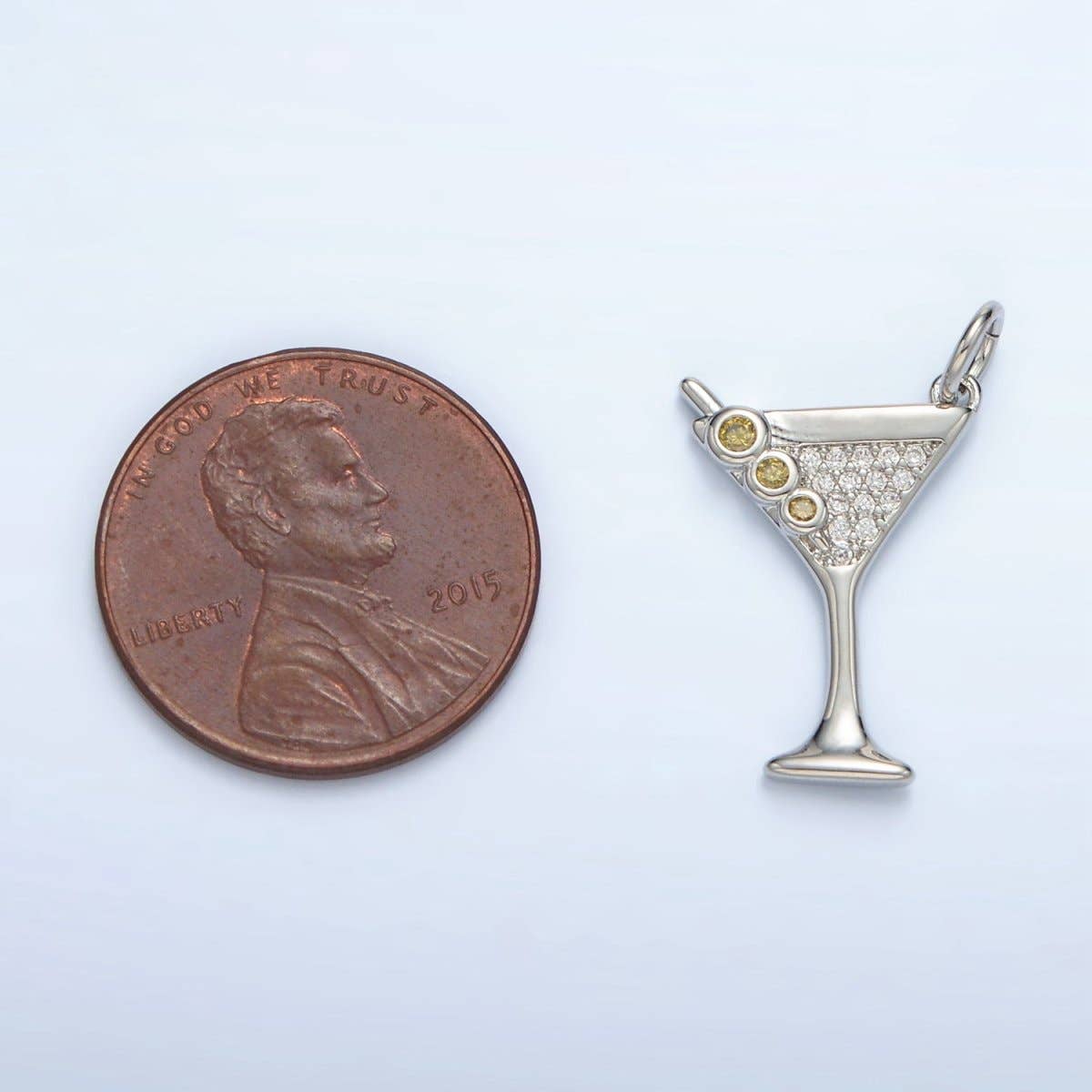 Aim Eternal - Wholesale Individual Charm/Pendant - 14K Gold Filled Micro Paved CZ Mini Martini Alcohol Drinks Charm in Gold & Silver | M5023