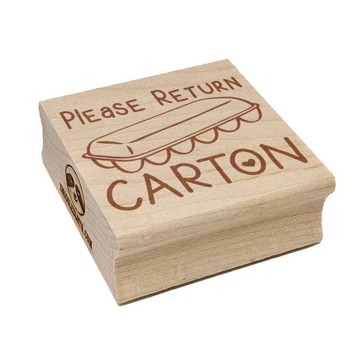 Please Return Egg Carton Heart Square Rubber Stamp for Stamping Crafting for wholesale by Sniggle Sloth
