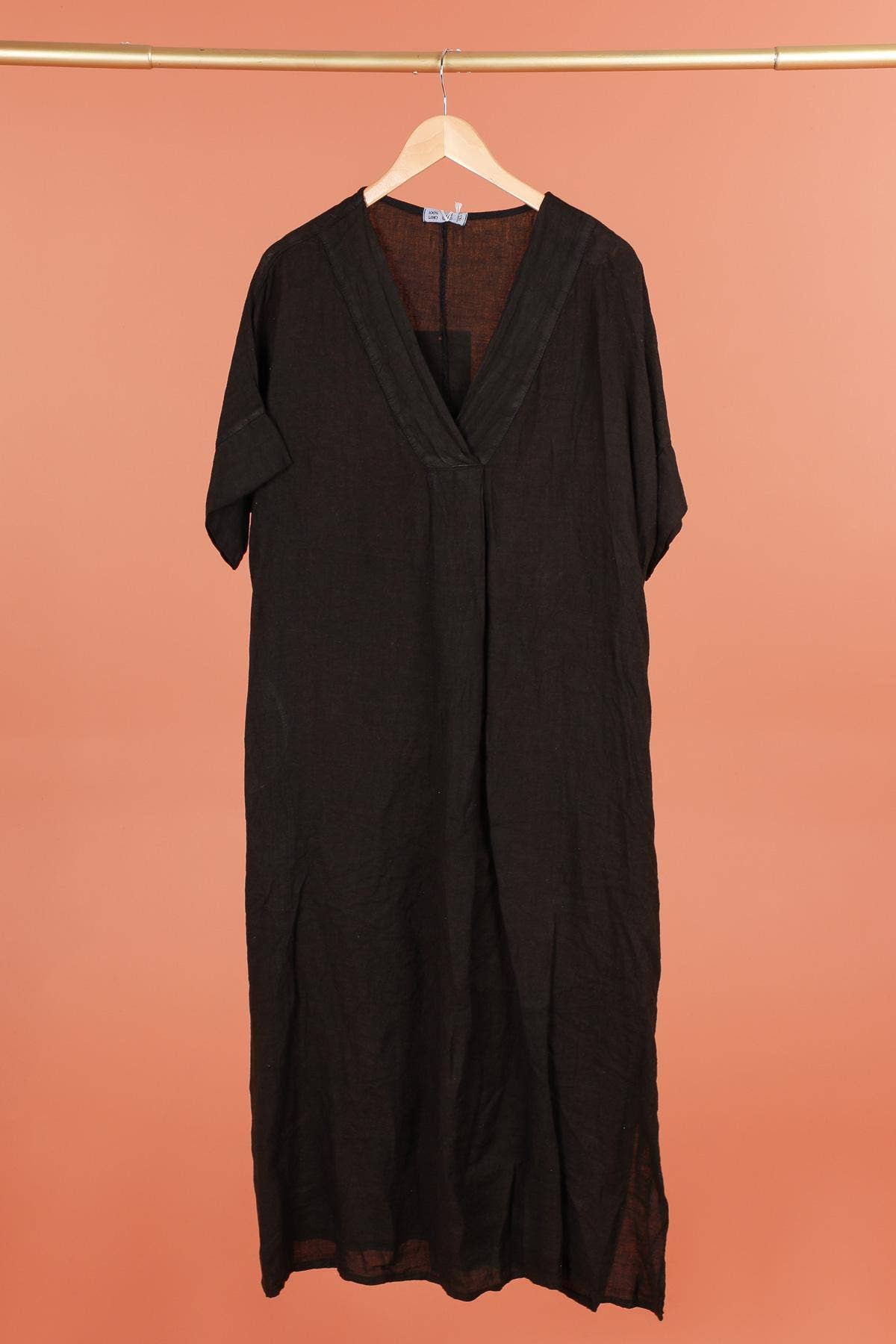 la maison des fibres naturelles - Wholesale Dress - Women's - Long dress v-neck 62733 100% linen9