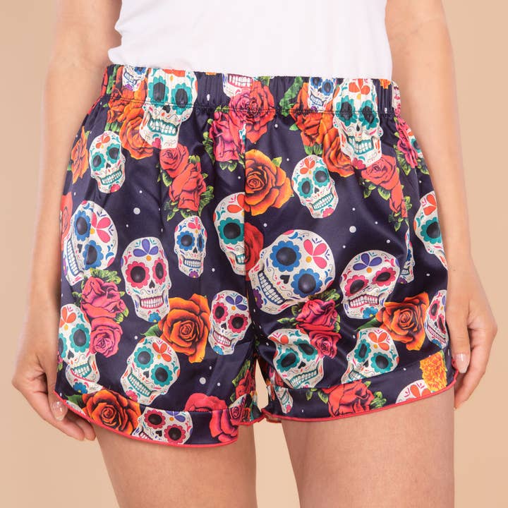 Dia De Los Muertos Pajama Shorts | Day of the Dead PJ Bottom for wholesale by Amanda Blu