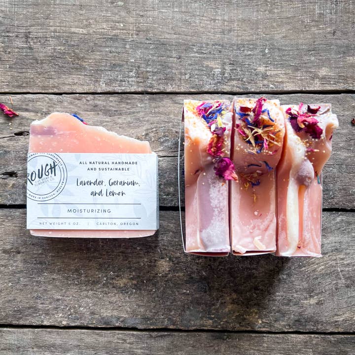 Lavender, Geranium and Lemon for wholesale by Rough Cut Soap and Sundries