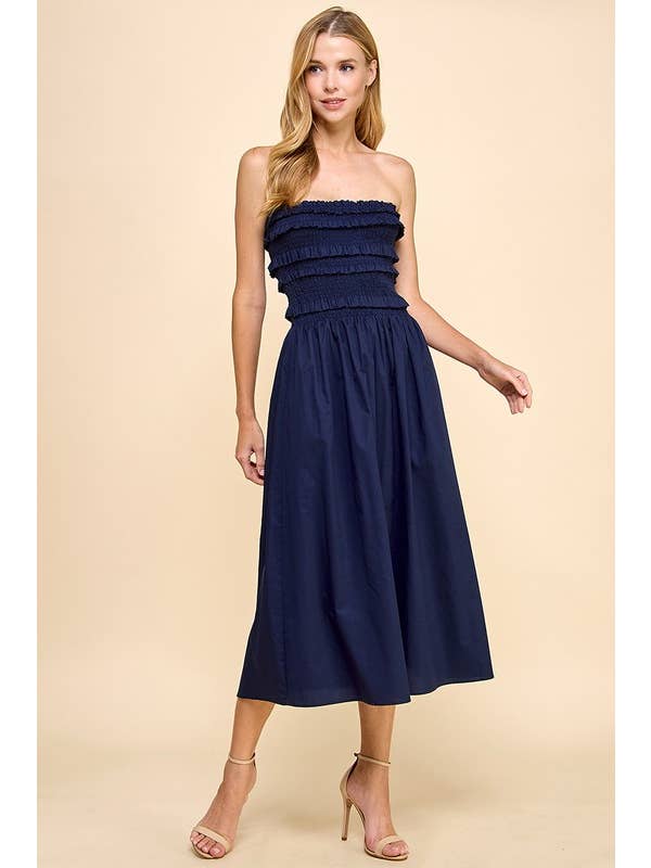 TCEC - Wholesale Dress - Women's - CD04932-Smocked With Ruffles Strapless Dress