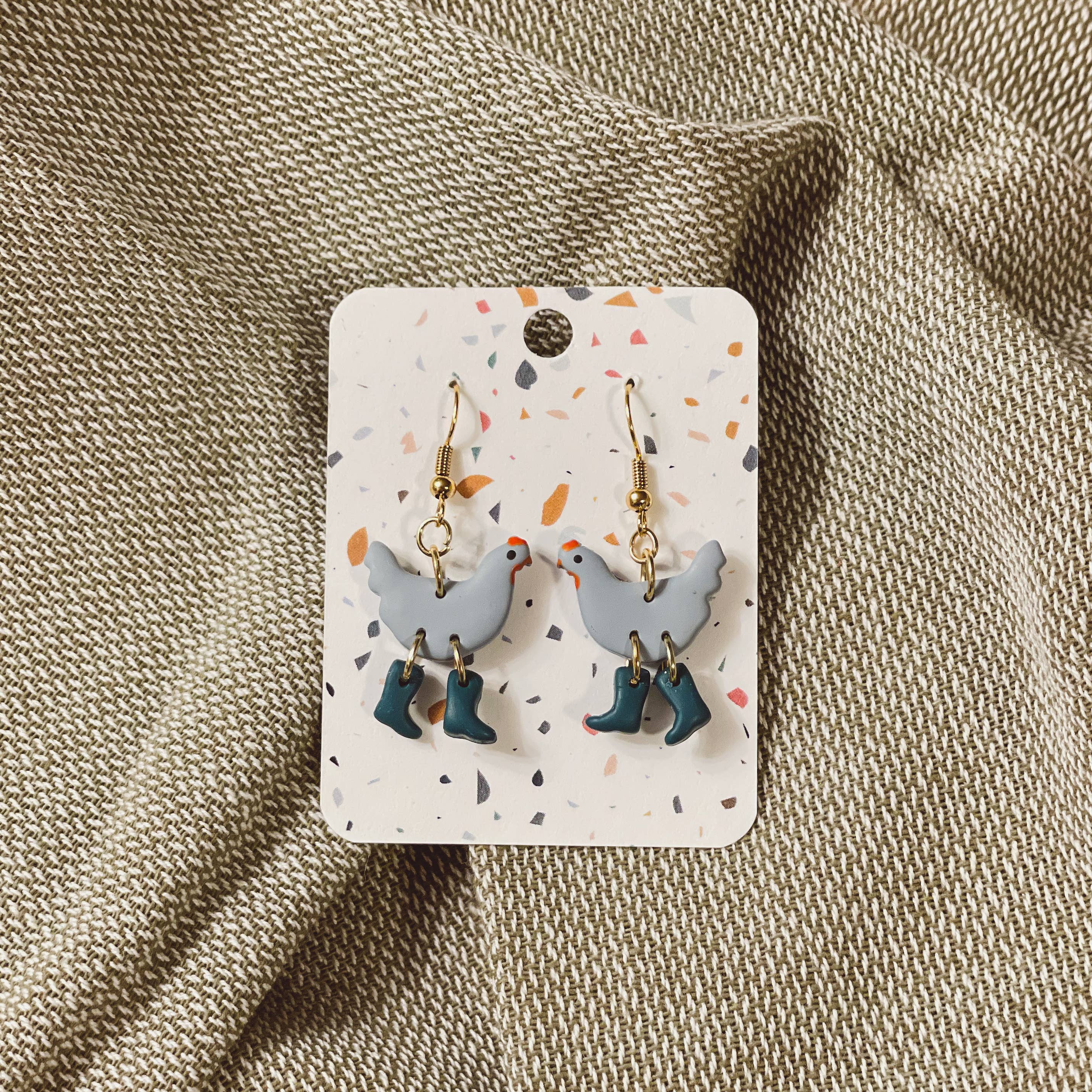 Sydni Carlson Art - Wholesale Dangle Earrings - Assorted Pack: Chickens with Boots Earrings13