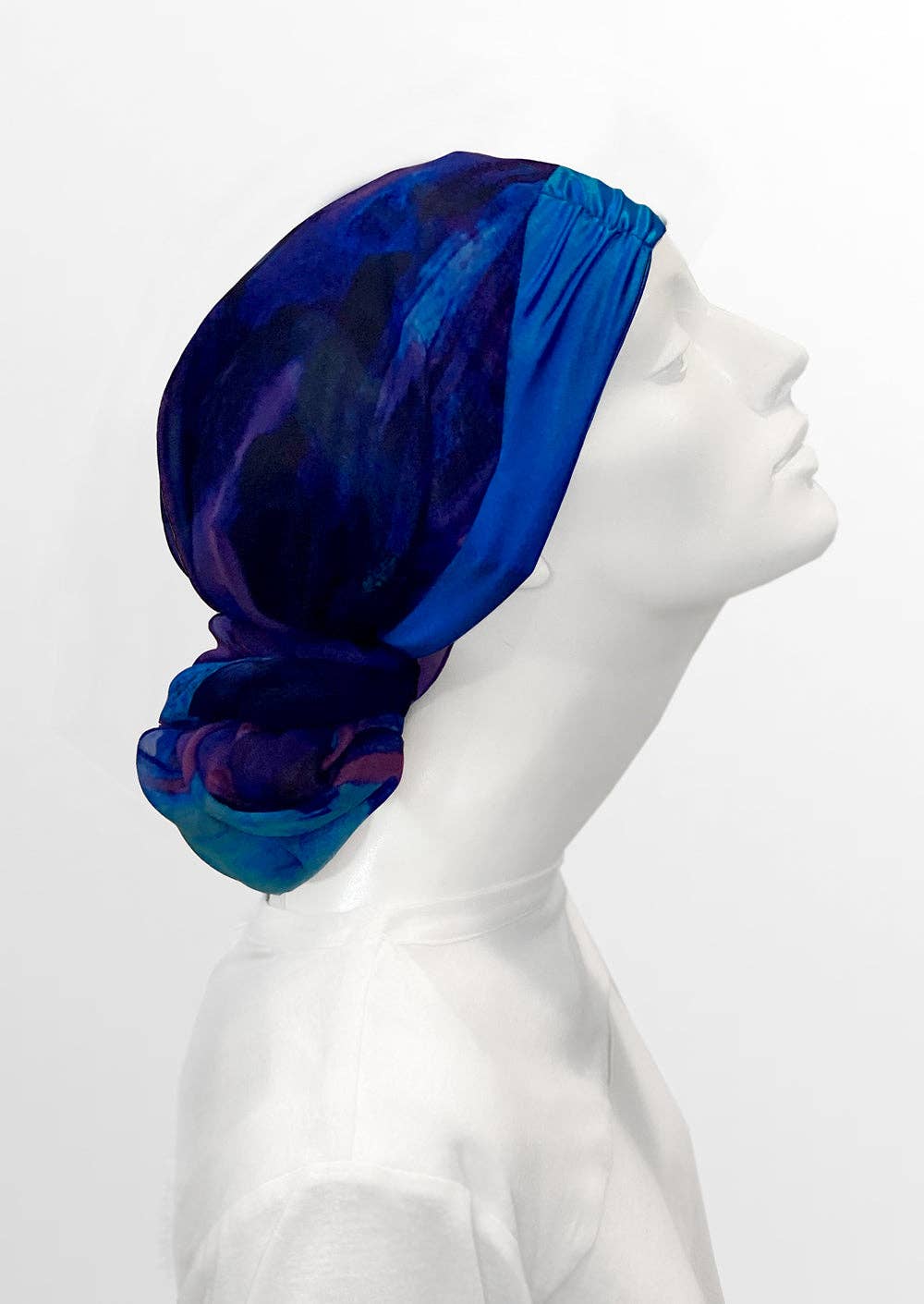 LuxCare Clothing - Wholesale Head Scarf - Women's - Fine Art Headscarf ~ Sapphire4