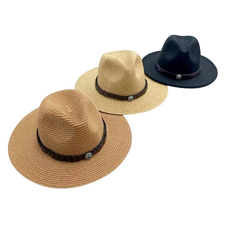 Summer Hats - men's with leather ribbon for wholesale by Deluxe Import Trading