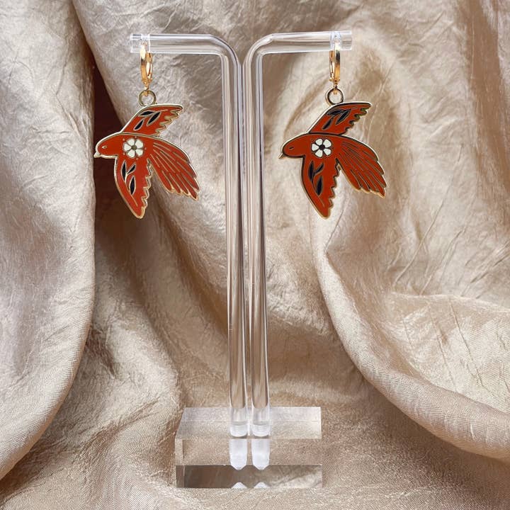 Mother of the Moon - Wholesale Dangle Earrings - Desert Bird Enamel Earrings3