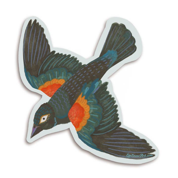 Red-Winged Blackbird Sticker for wholesale by Lin Snow Art