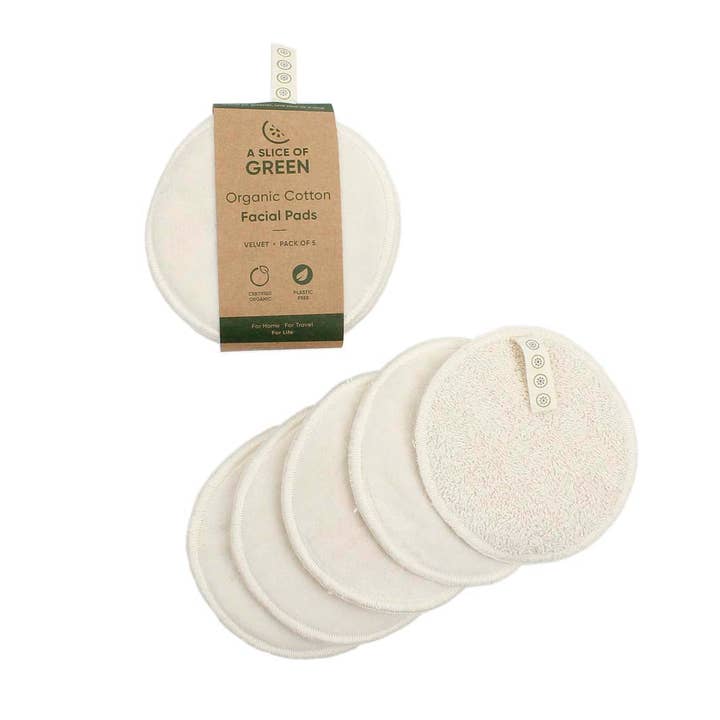 Organic Cotton Facial Pads - Velvet - Pack of 5 for wholesale by Green Pioneer: A Slice of Green + ReSpiin