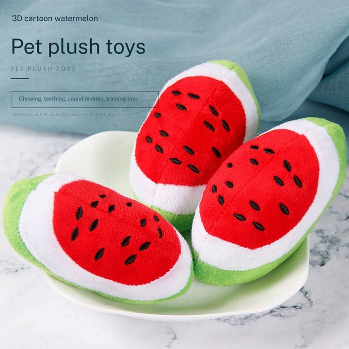 PAWPAWwholesale - Wholesale Pet Plush Toy - Dog - Plush Watermelon Toy, Squeaky Fun for Small Dogs_CWMM54792