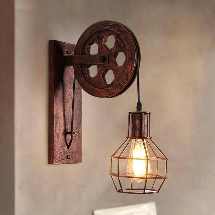 Ledsone – wholesale Chandelier/hanging light – Vintage Industrial Wall Light E27 Fitting Pulley Wheel Wall Lamp~22315