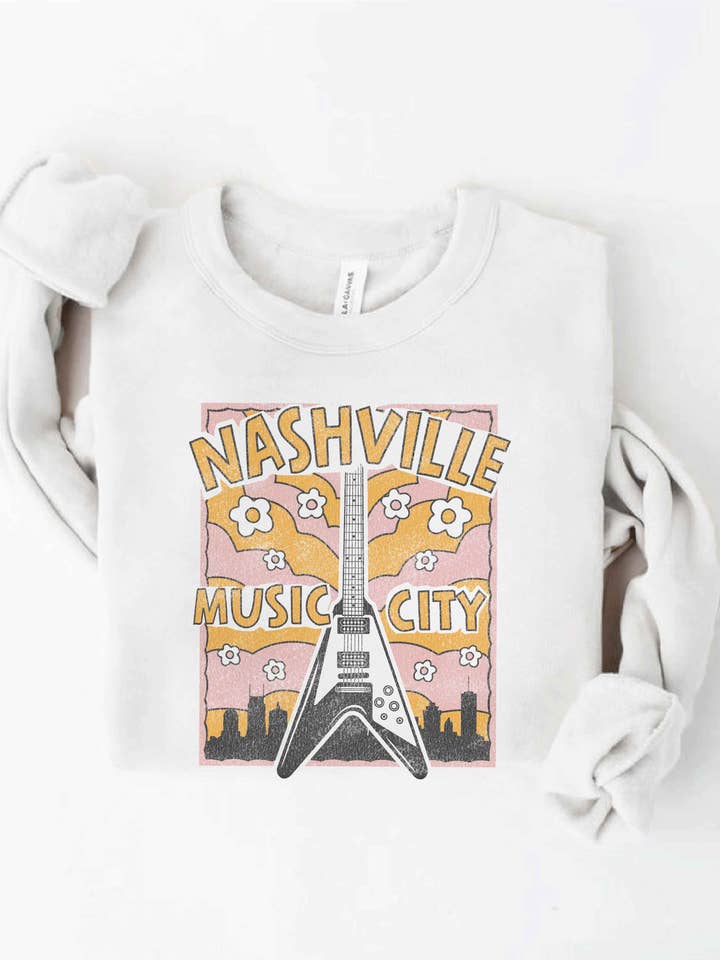 NASHVILLE MUSIC CITY Graphic Sweatshirt for wholesale by OAT COLLECTIVE