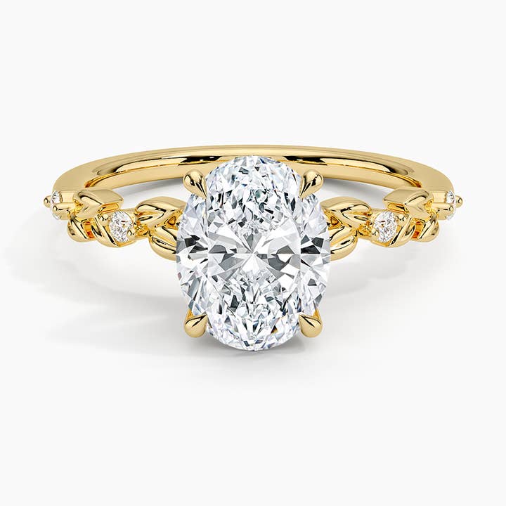 Vine Bloom Milgrain Oval Lab Grown Diamond Center Engagement Ring for wholesale by Caratina