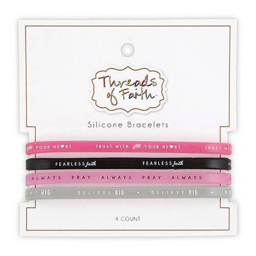 Silicone Bracelet Fearless 4pk for wholesale by Faithworks by Creative Brands