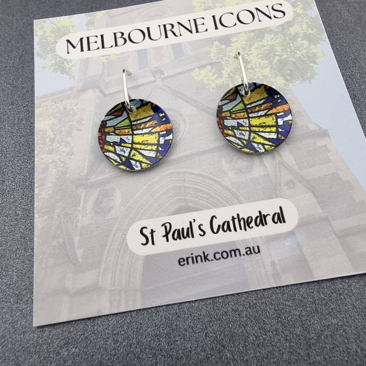 erin.k creative studio - Wholesale Dangle earrings - MELBOURNE ICONS - St Paul's Cathedral stained glass