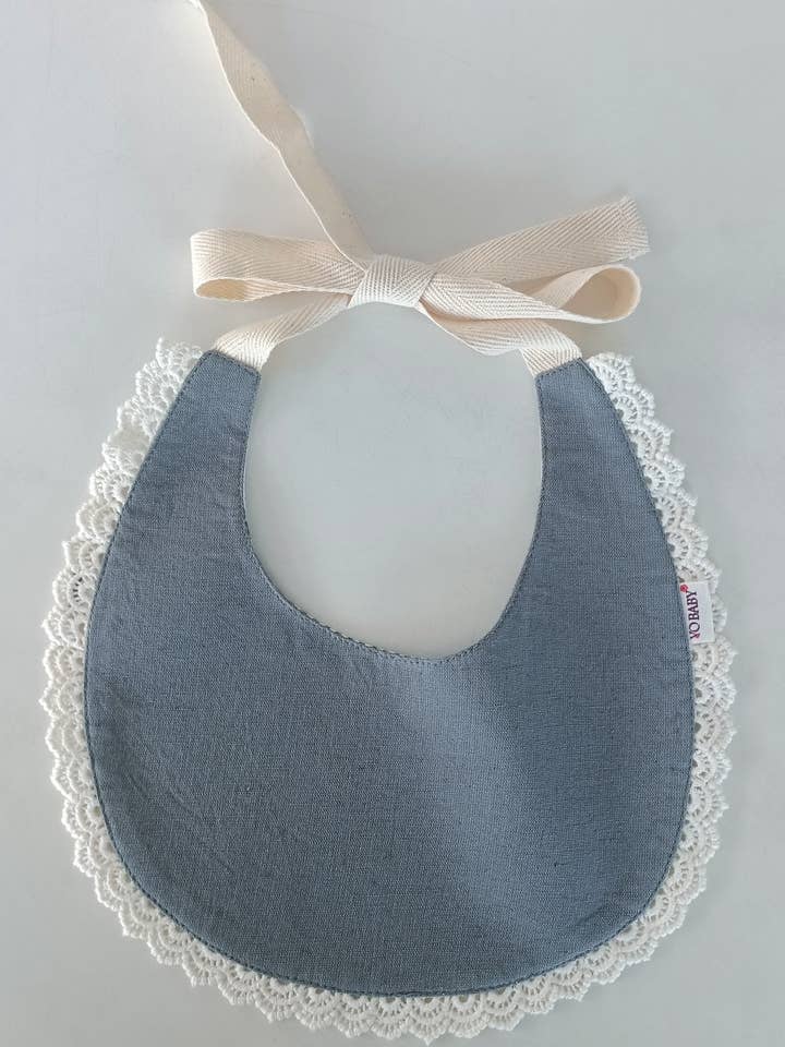 Reversible Grey Solid Color & Grey Striped Printed Baby Bib for wholesale by Yo Baby
