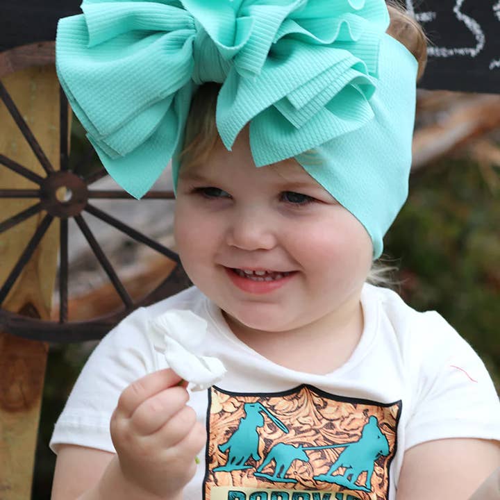AQUA #127 BIG TASSEL BABY HEADBAND. F-DLH2321K for wholesale on Faire1
