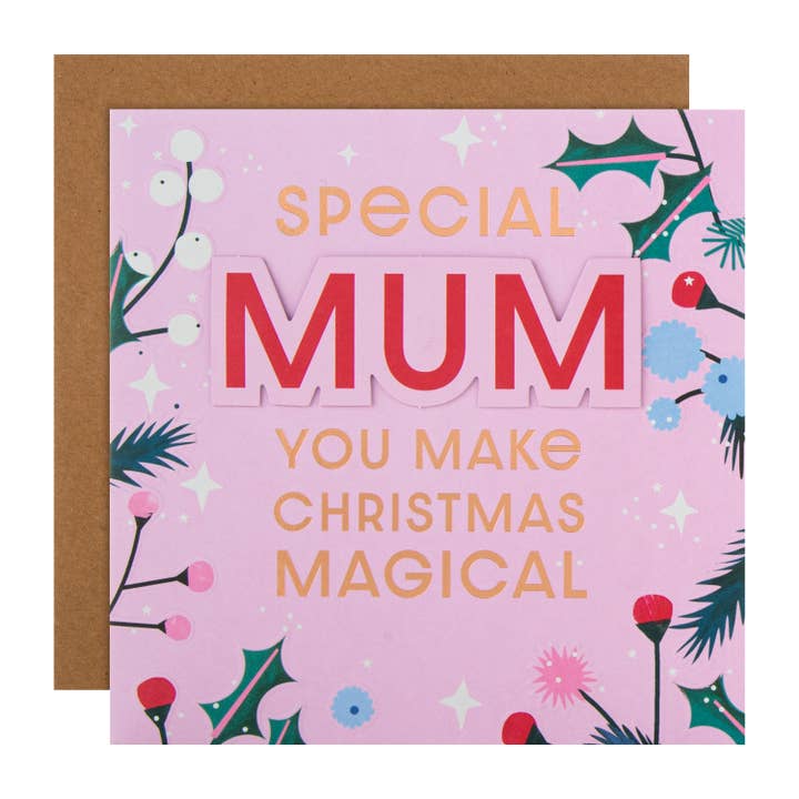 Hallmark - Wholesale Christmas Card - Christmas Card for Special Mum - Contemporary Pink Floral