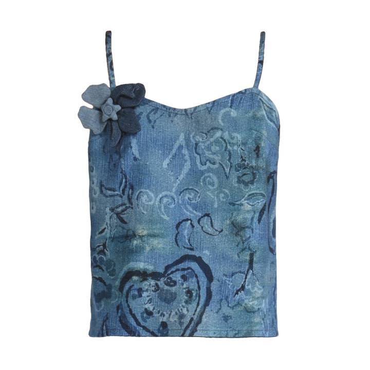 Blommig Applikation Linne Top för wholesale av Lalipop Design