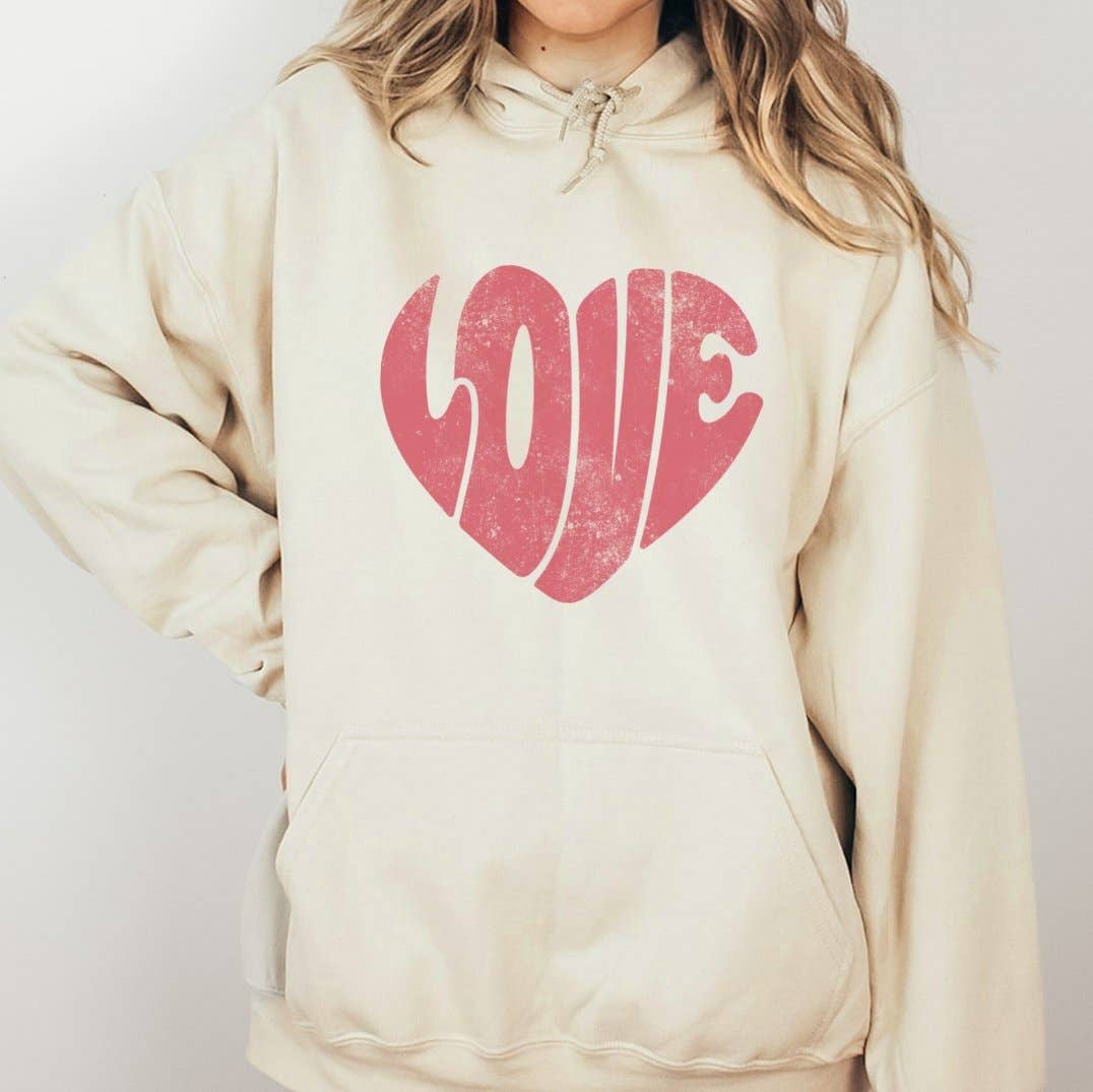 Trendznmore - Modern Graphic Apparel - Vente Sweat à capuche – femme - Sweat à capuche Groovy LOVE Valentines2