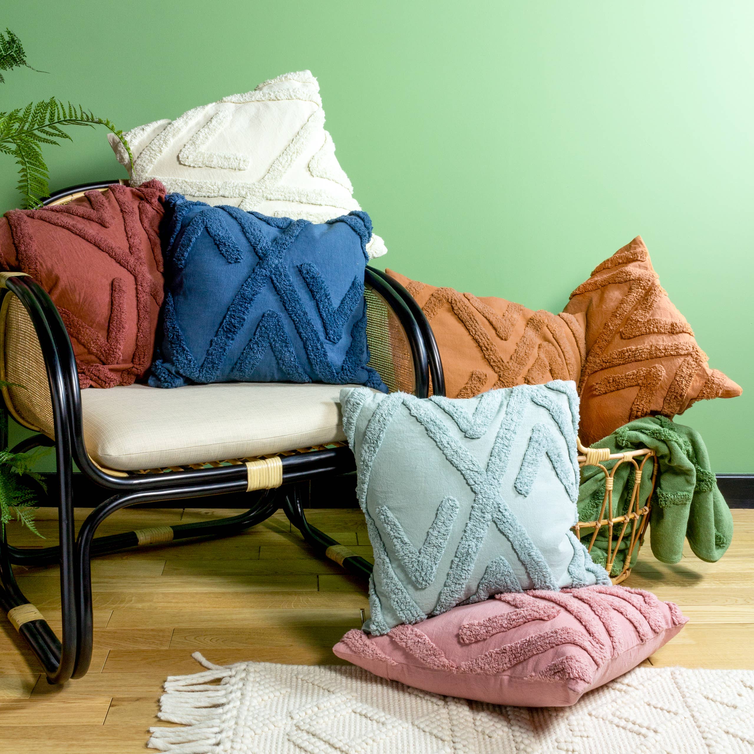 Wholesale Kamjo Geometric Tufted Cushion Rust for your store