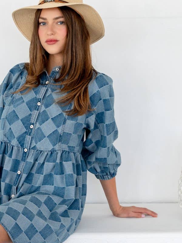 TR2048-01_WASHED GINGHEM DENIM BUTTON DOWN SHIRT DRESS for wholesale on Faire16