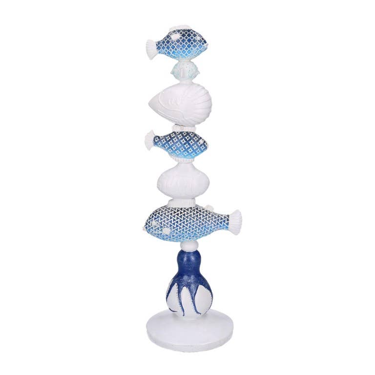Vacchetti - Wholesale Decorative Tabletop Object - White Blue Sea Resin Decoration CM14x13.5h45.50