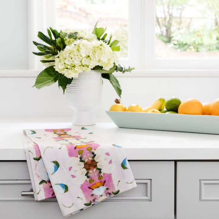 Laura Park Designs - Wholesale Tea Towel - Monet's Garden Pink Tea Towel1