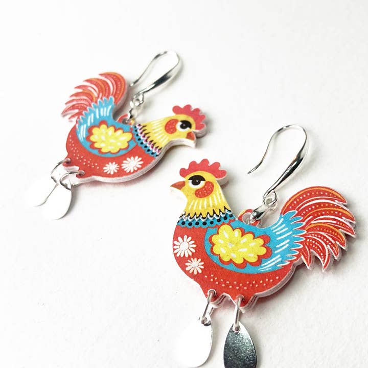 Pipapaper - Wholesale Dangle Earrings - orange hen earring0