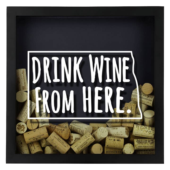 Torched Products - Wholesale Sign - Drink Wine From Here Beer Cap Shadow Box - Black25