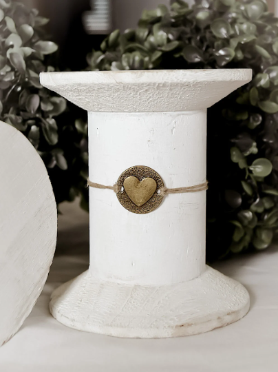 NATURE ET LIN - Wholesale Charm/dangle bracelet - MEDAILLON COEUR - Linen bracelet made in France, L-shaped jewelry1