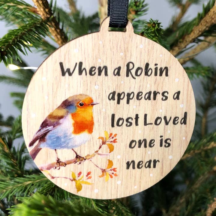 Weihnachts-Dekoration mit Rotkehlchen-Gedenkbaum
für den Großhandel von Alphabet Bespoke Creations