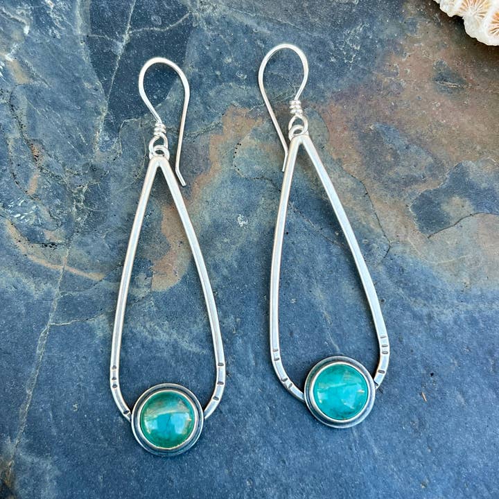 Open Tear Drop with Stone for wholesale by Midnight Pacific Studio