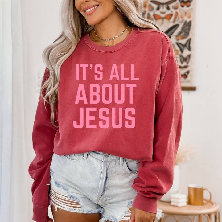 Little & Brave - Wholesale Graphic Sweatshirt - Women's - Christian Christmas Women Sweatshirt - It's All about Jesus