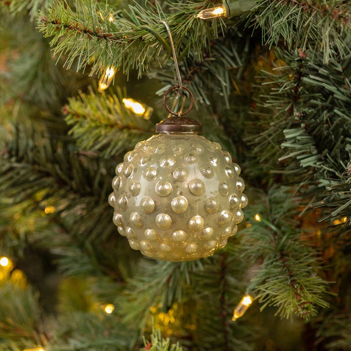 Ragon House - Wholesale Ornament - 3" WHITE HOBNAIL KUGEL ORNAMENT