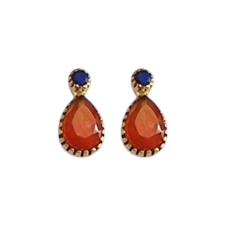 Brincos Shangri-La Carnelian & Lapis Vermeil Post por atacado de Saraswati Imports