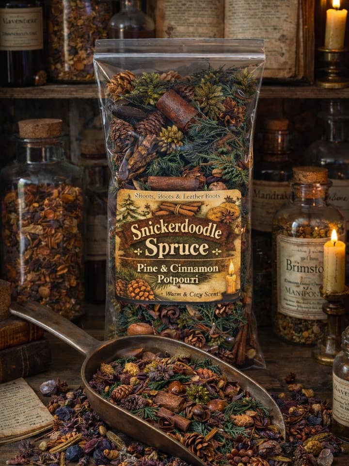 Snickerdoodle Spruce Handcrafted Potpourri. for wholesale by Shoots, Roots & Leather Boots