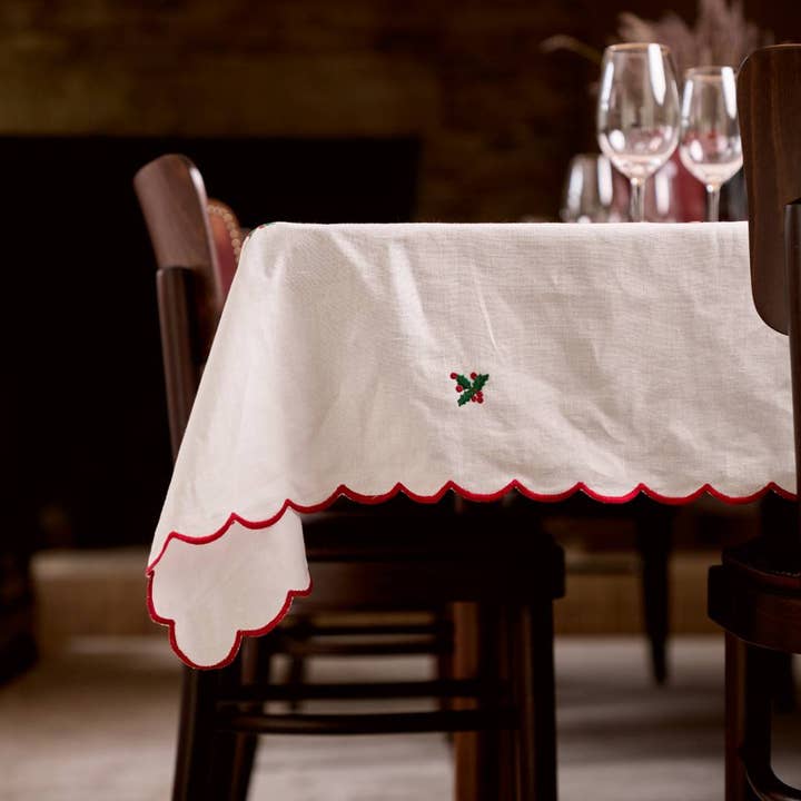 Mariaida Home - Wholesale Tablecloth - Embroidered Table Towel with Azevinhos0
