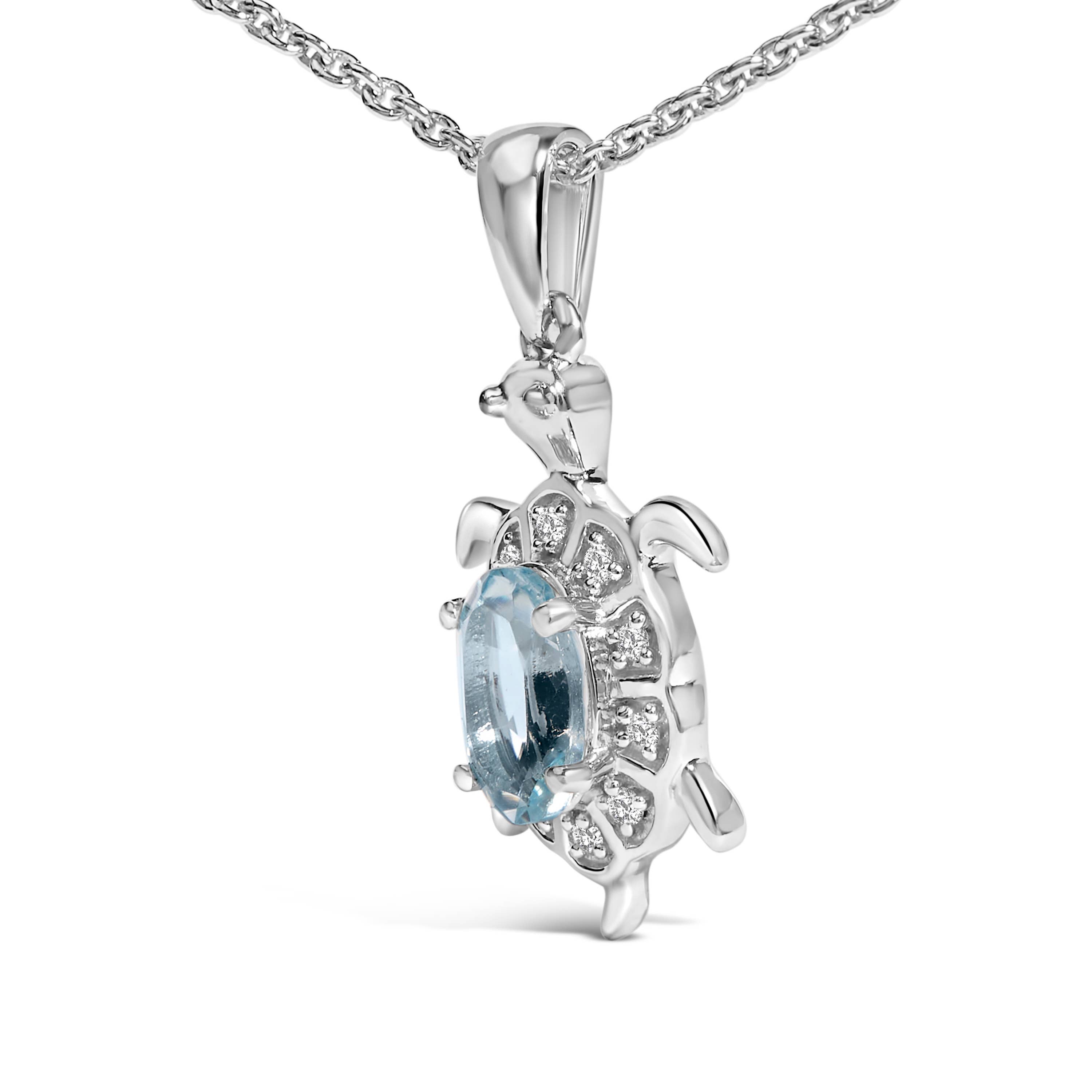 Infinite Jewels - Wholesale Pendant/Charm Necklace - Sterling Silver Topaz & Sapphire Turtle Pendant Necklace2