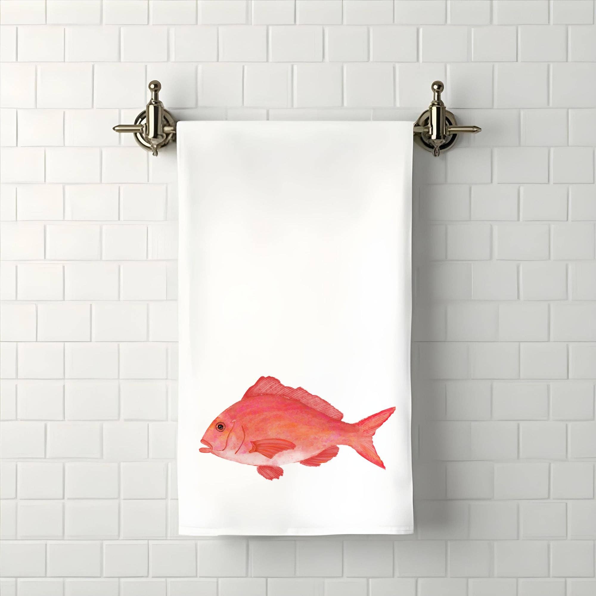 MerikaArt - Wholesale Hand Towel - Red Snapper Fish Bathroom Towel1