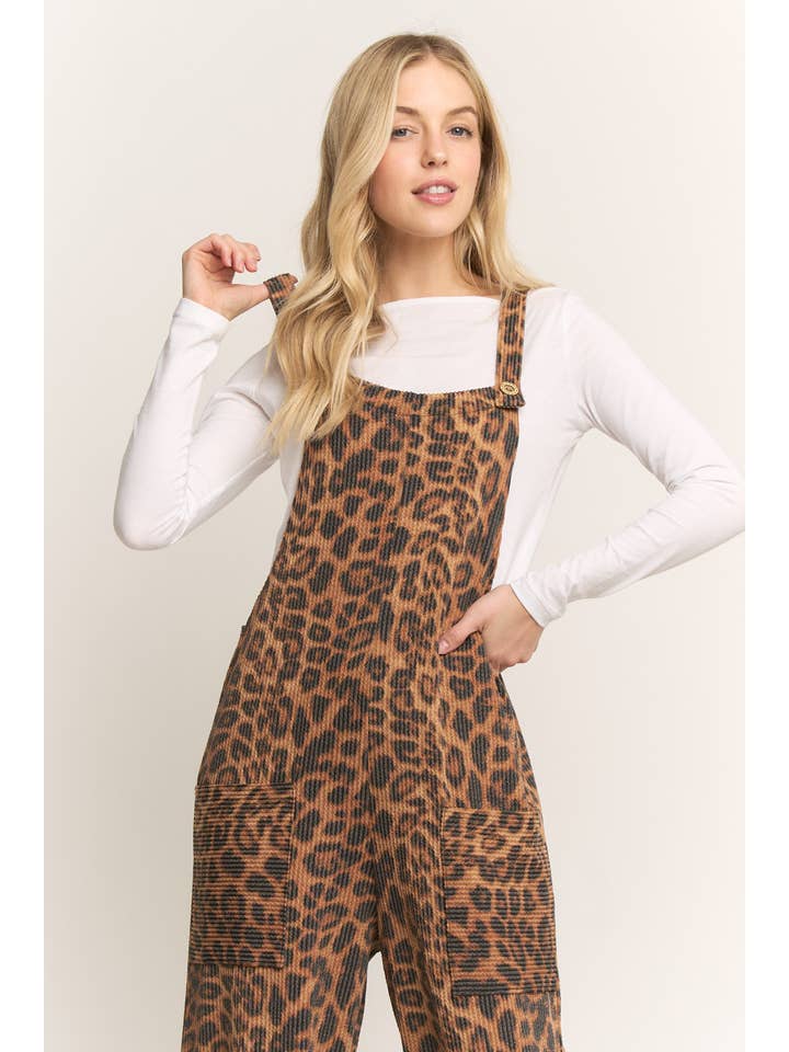 BROWN SLEEVELESS ANIMAL URBAN RIBBED JUMPSUITS for wholesale on Faire4