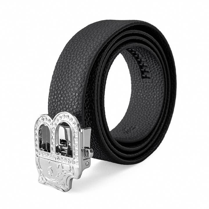 Cinturón Automático de Cuero Guijarro – Ed. Plata-PLATA/NEGRO para venta al por mayor de BAROCCO