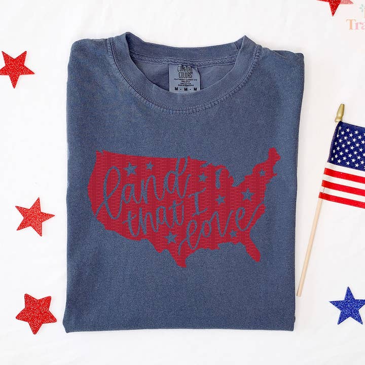 Land That I Love, USA, 4th of July | SINGLE COLOR for wholesale by PLK Transfers
