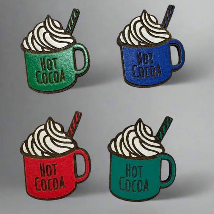 Handmålad magnetisk nålhållare i trä för varm choklad för wholesale av The Crafty Grimalkin