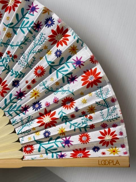 Loopla - Wholesale Handheld Folding Fan - Wildflower Dreams Cream Folding Hand Fan3