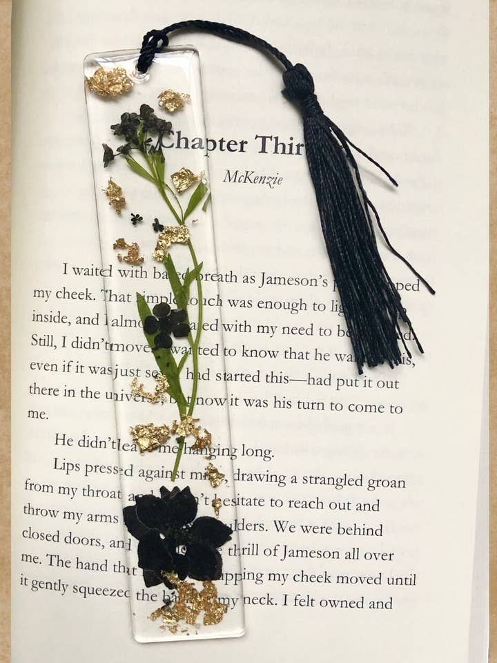 Black Floral Resin Bookmark for wholesale by Sweet Heat Studios