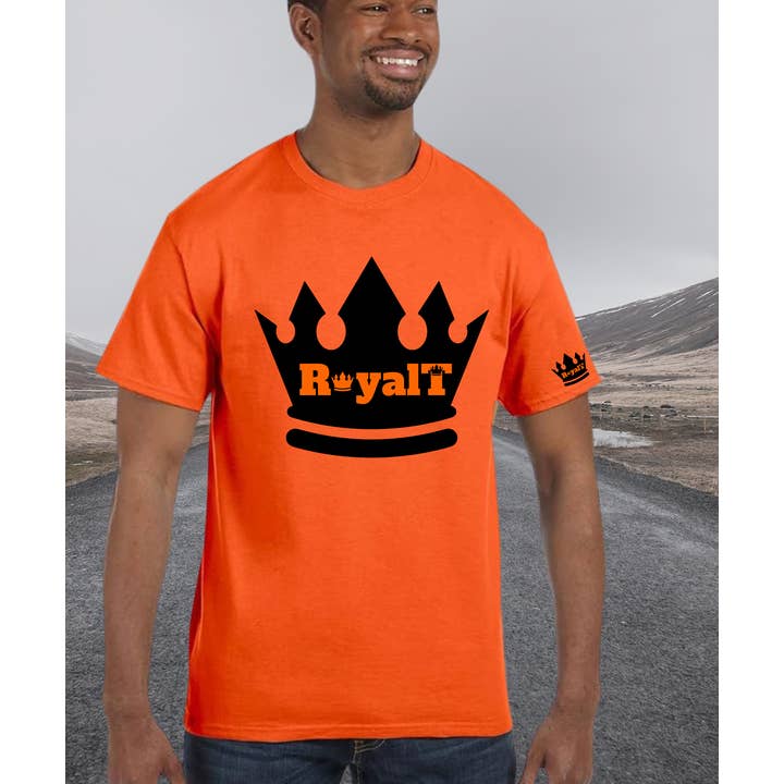 Maglietta grafica con design a corona reale 100% cotone abbigliamento casual per la vendita all'ingrosso da parte di Worldwide Souvenir Mart